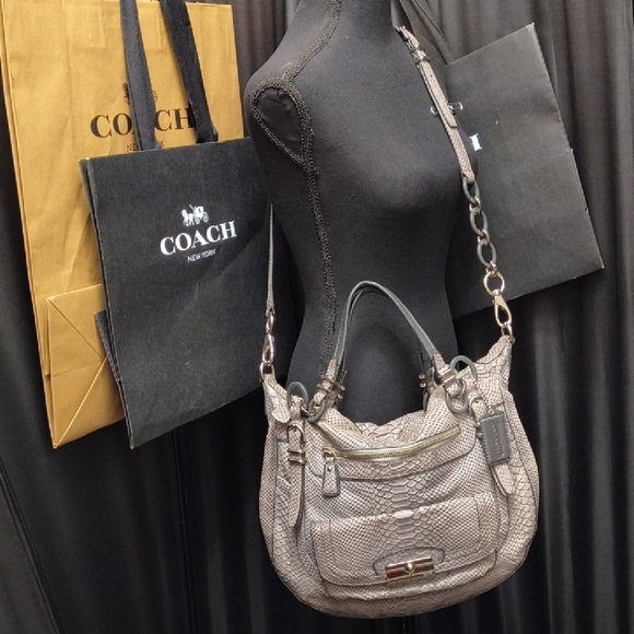 Coach Kristin Limited Edition Gray LTR Python EmbossedSatchel No. 19342🔊